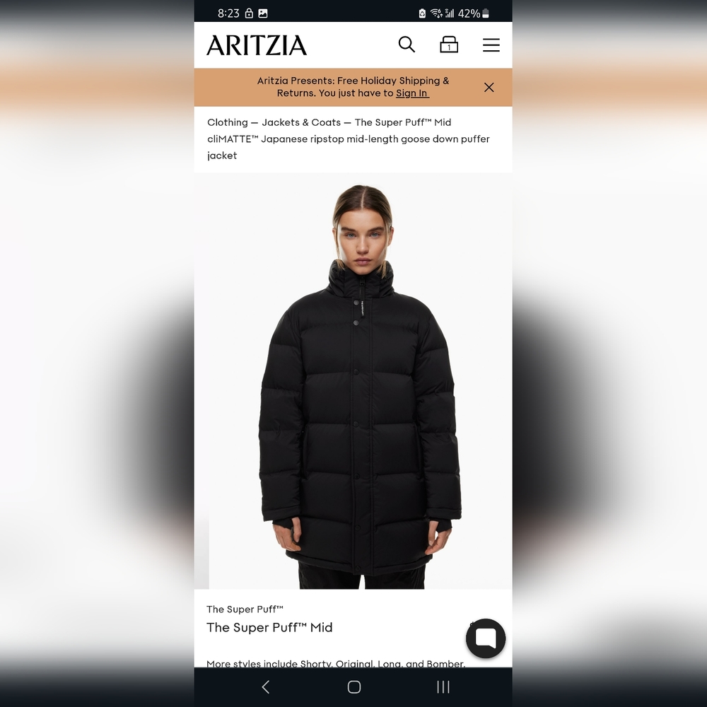 Aritzia Super Puff Mid